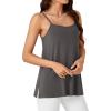 imageLYANER Womens Loose Square Neck Spaghetti Straps Slit Side Camisole Tank Cami Top Gray Large