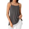 imageLYANER Womens Loose Square Neck Spaghetti Straps Slit Side Camisole Tank Cami Top Gray Large