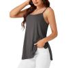 imageLYANER Womens Loose Square Neck Spaghetti Straps Slit Side Camisole Tank Cami Top Gray Large