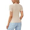 imageLYANER Womens Ribbed Knit Round Neck Short Sleeve Slim Fit Basic TShirt Tee TopBeige