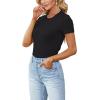 imageLYANER Womens Ribbed Knit Round Neck Short Sleeve Slim Fit Basic TShirt Tee TopBlack