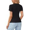 imageLYANER Womens Ribbed Knit Round Neck Short Sleeve Slim Fit Basic TShirt Tee TopBlack