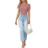 imageLYANER Womens Ribbed Knit Round Neck Short Sleeve Slim Fit Basic TShirt Tee TopDusty Pink