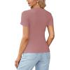 imageLYANER Womens Ribbed Knit Round Neck Short Sleeve Slim Fit Basic TShirt Tee TopDusty Pink