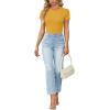 imageLYANER Womens Ribbed Knit Round Neck Short Sleeve Slim Fit Basic TShirt Tee TopGinger