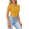 imageLYANER Womens Ribbed Knit Round Neck Short Sleeve Slim Fit Basic TShirt Tee TopGinger