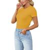 imageLYANER Womens Ribbed Knit Round Neck Short Sleeve Slim Fit Basic TShirt Tee TopGinger