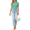 imageLYANER Womens Ribbed Knit Round Neck Short Sleeve Slim Fit Basic TShirt Tee TopGreen