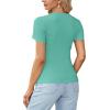 imageLYANER Womens Ribbed Knit Round Neck Short Sleeve Slim Fit Basic TShirt Tee TopGreen