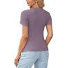 imageLYANER Womens Ribbed Knit Round Neck Short Sleeve Slim Fit Basic TShirt Tee TopPurple