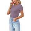 imageLYANER Womens Ribbed Knit Round Neck Short Sleeve Slim Fit Basic TShirt Tee TopPurple