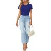 imageLYANER Womens Ribbed Knit Round Neck Short Sleeve Slim Fit Basic TShirt Tee TopRoyal Blue