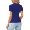 imageLYANER Womens Ribbed Knit Round Neck Short Sleeve Slim Fit Basic TShirt Tee TopRoyal Blue
