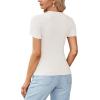 imageLYANER Womens Ribbed Knit Round Neck Short Sleeve Slim Fit Basic TShirt Tee TopWhite