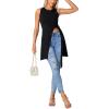 imageLYANER Womens Round Neck Side Split Asymmetrical Hem Sleeveless Longline Tank Top BlouseBlack