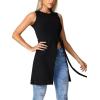 imageLYANER Womens Round Neck Side Split Asymmetrical Hem Sleeveless Longline Tank Top BlouseBlack