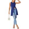 imageLYANER Womens Round Neck Side Split Asymmetrical Hem Sleeveless Longline Tank Top BlouseBlue