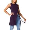 imageLYANER Womens Round Neck Side Split Asymmetrical Hem Sleeveless Longline Tank Top BlouseDark Purple