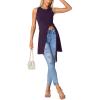 imageLYANER Womens Round Neck Side Split Asymmetrical Hem Sleeveless Longline Tank Top BlouseDark Purple