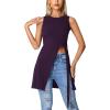 imageLYANER Womens Round Neck Side Split Asymmetrical Hem Sleeveless Longline Tank Top BlouseDark Purple