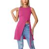 imageLYANER Womens Round Neck Side Split Asymmetrical Hem Sleeveless Longline Tank Top BlouseRose
