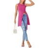 imageLYANER Womens Round Neck Side Split Asymmetrical Hem Sleeveless Longline Tank Top BlouseRose