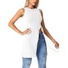 imageLYANER Womens Round Neck Side Split Asymmetrical Hem Sleeveless Longline Tank Top BlouseWhite