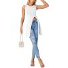 imageLYANER Womens Round Neck Side Split Asymmetrical Hem Sleeveless Longline Tank Top BlouseWhite
