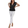 imageLYANER Womens Satin Silk Wrap V Neck Cap Sleeve Elegant Workwear Blouse Shirt TopBlack