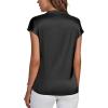 imageLYANER Womens Satin Silk Wrap V Neck Cap Sleeve Elegant Workwear Blouse Shirt TopBlack