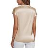 imageLYANER Womens Satin Silk Wrap V Neck Cap Sleeve Elegant Workwear Blouse Shirt TopChampagne