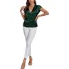 imageLYANER Womens Satin Silk Wrap V Neck Cap Sleeve Elegant Workwear Blouse Shirt TopDark Green