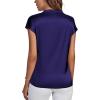 imageLYANER Womens Satin Silk Wrap V Neck Cap Sleeve Elegant Workwear Blouse Shirt TopDark Purple
