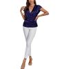 imageLYANER Womens Satin Silk Wrap V Neck Cap Sleeve Elegant Workwear Blouse Shirt TopDark Purple
