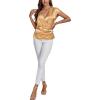 imageLYANER Womens Satin Silk Wrap V Neck Cap Sleeve Elegant Workwear Blouse Shirt TopGold