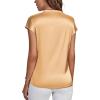 imageLYANER Womens Satin Silk Wrap V Neck Cap Sleeve Elegant Workwear Blouse Shirt TopGold