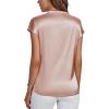 imageLYANER Womens Satin Silk Wrap V Neck Cap Sleeve Elegant Workwear Blouse Shirt TopPink