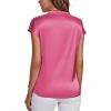 imageLYANER Womens Satin Silk Wrap V Neck Cap Sleeve Elegant Workwear Blouse Shirt TopRose