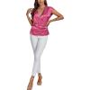 imageLYANER Womens Satin Silk Wrap V Neck Cap Sleeve Elegant Workwear Blouse Shirt TopRose