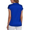 imageLYANER Womens Satin Silk Wrap V Neck Cap Sleeve Elegant Workwear Blouse Shirt TopRoyal Blue