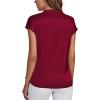 imageLYANER Womens Satin Silk Wrap V Neck Cap Sleeve Elegant Workwear Blouse Shirt TopWine Red