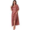 imageLYANER Womens Satin Stripe Robe Set Long Cami Nightgown with Robes Pajama SetDusty Pink