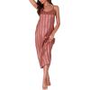 imageLYANER Womens Satin Stripe Robe Set Long Cami Nightgown with Robes Pajama SetDusty Pink