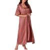 imageLYANER Womens Satin Stripe Robe Set Long Cami Nightgown with Robes Pajama SetDusty Pink
