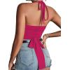 imageLYANER Womens Sexy Halter Ruched Criss Cross Cut Out Sleeveless Tie Back Cami Crop TopsRose