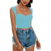 imageLYANER Womens Square Neck Ribbed Knit Sleeveless Slim Fit Solid Crop Top Shirt Light Blue Small