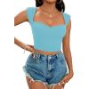 imageLYANER Womens Square Neck Ribbed Knit Sleeveless Slim Fit Solid Crop Top Shirt Light Blue Small