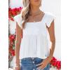 imageLYANER Womens Summer Peplum Blouse Square Neck Ruffle Strap Sleeveless Backless with Button Babydoll Tank Top White XLarge