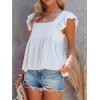 imageLYANER Womens Summer Peplum Blouse Square Neck Ruffle Strap Sleeveless Backless with Button Babydoll Tank Top White XLarge