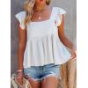 imageLYANER Womens Summer Peplum Blouse Square Neck Ruffle Strap Sleeveless Backless with Button Babydoll Tank Top White XLarge